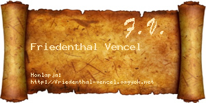Friedenthal Vencel névjegykártya